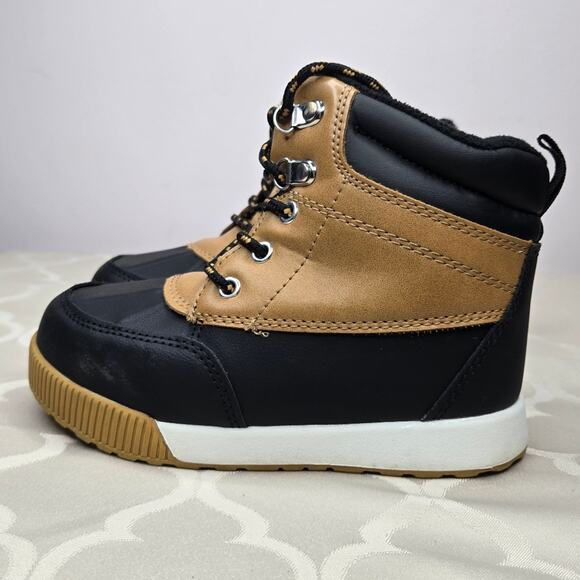 WONDER NATION Kids Boots with Laces and Side Zip in Black & Tan Size 11 - Picture 3 of 9